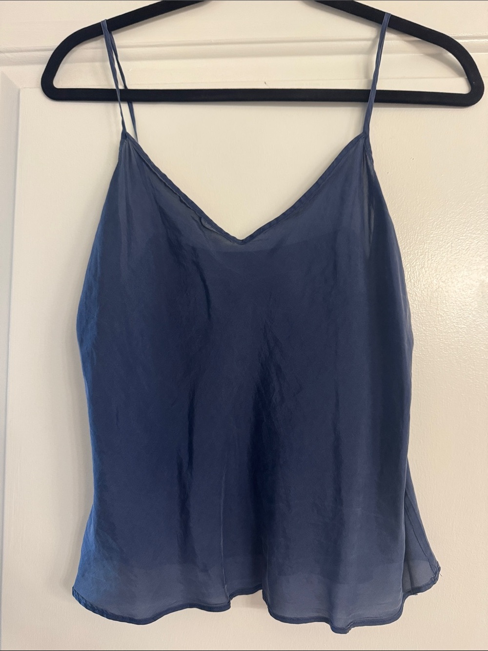 Elegant Navy Silk-Blend Spaghetti Strap Cami